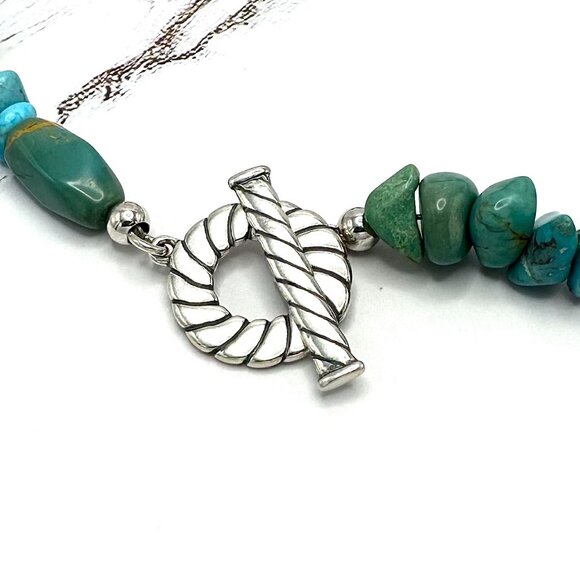 Carolyn Pollack Blue Turquoise Beaded Freeform 925 Sterling Silver Necklace 20" - Picture 3 of 5